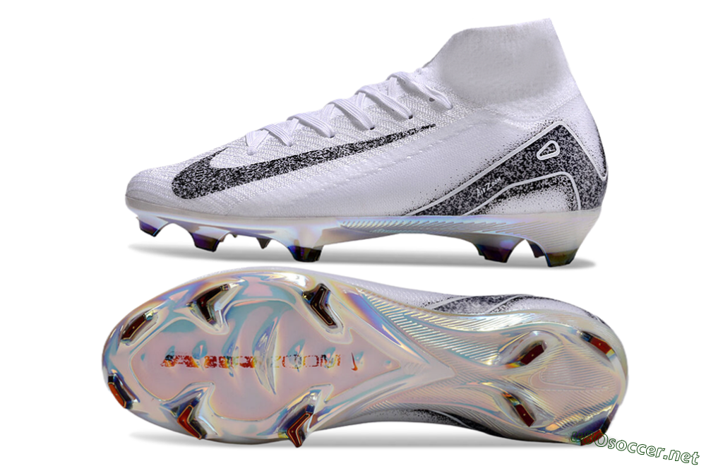 Men's Nike Air Zoom Mercurial Superfly 10 Elite FG Football Boots - White/Black/Grey 1