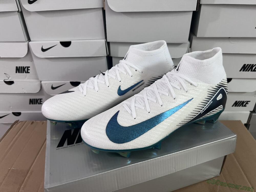 Men's Nike Air Zoom Mercurial Superfly 10 Elite FG Football Boots - White/Blue/Gold