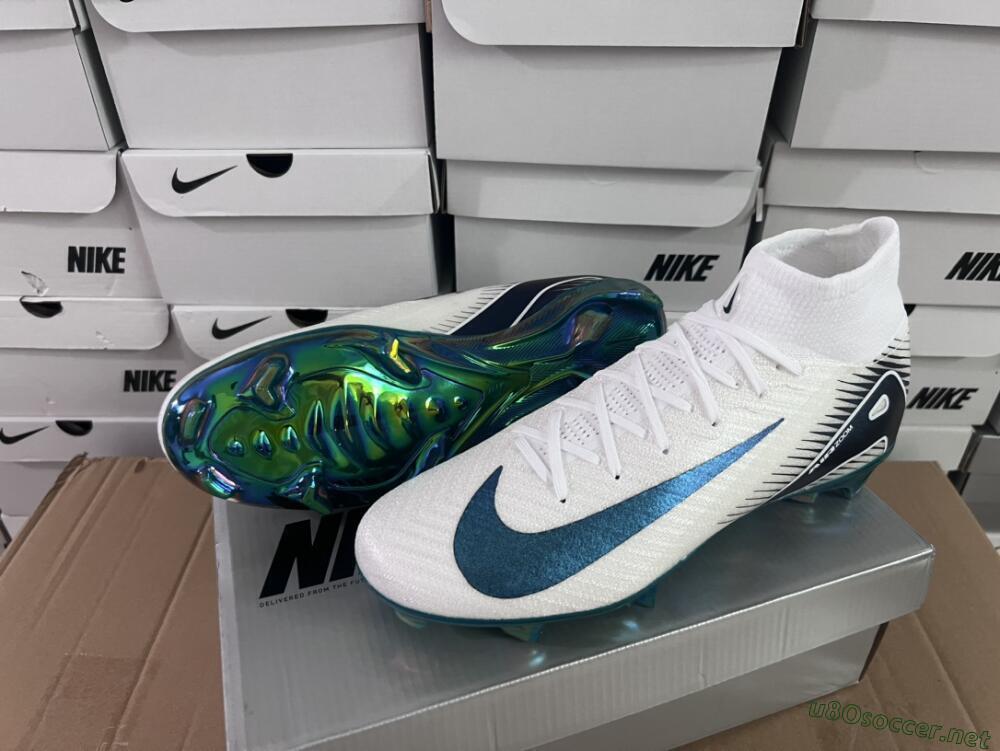 Men's Nike Air Zoom Mercurial Superfly 10 Elite FG Football Boots - White/Blue/Gold