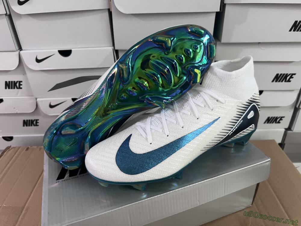 Men's Nike Air Zoom Mercurial Superfly 10 Elite FG Football Boots - White/Blue/Gold