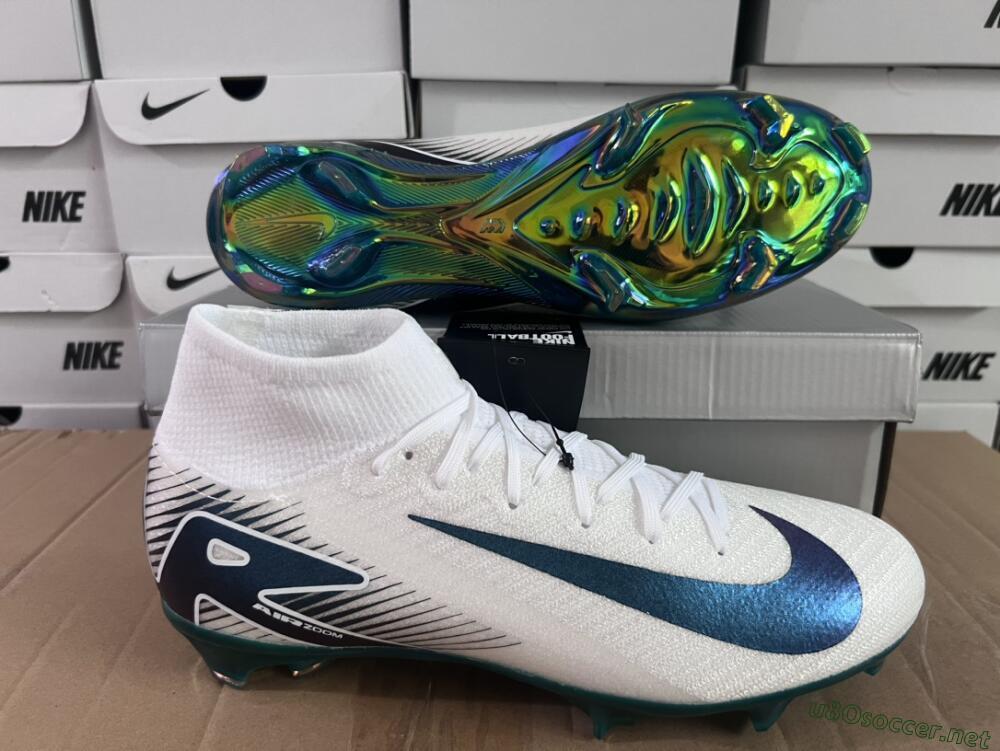 Men's Nike Air Zoom Mercurial Superfly 10 Elite FG Football Boots - White/Blue/Gold