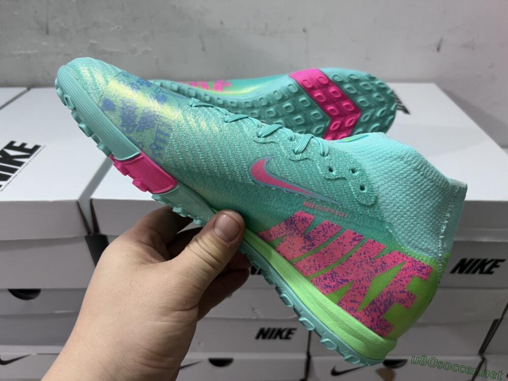 Unisex Nike Air Zoom Mercurial Superfly 10 Elite TF Football Shoes - Jade/Pink/Blue