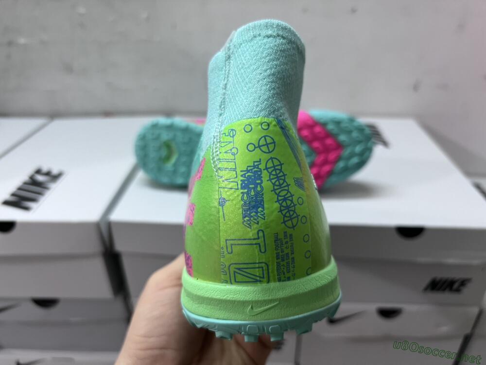 Unisex Nike Air Zoom Mercurial Superfly 10 Elite TF Football Shoes - Jade/Pink/Blue