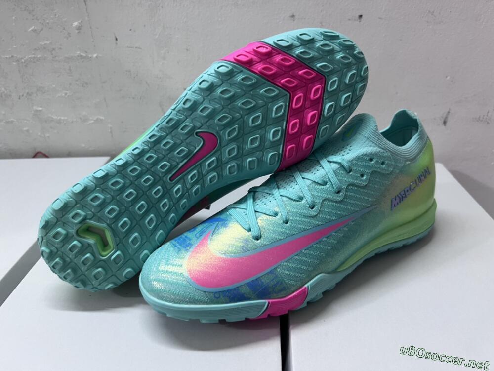 Unisex Nike Air Zoom Mercurial Vapor 16 Elite TF Football Shoes - Jade/Pink/Blue