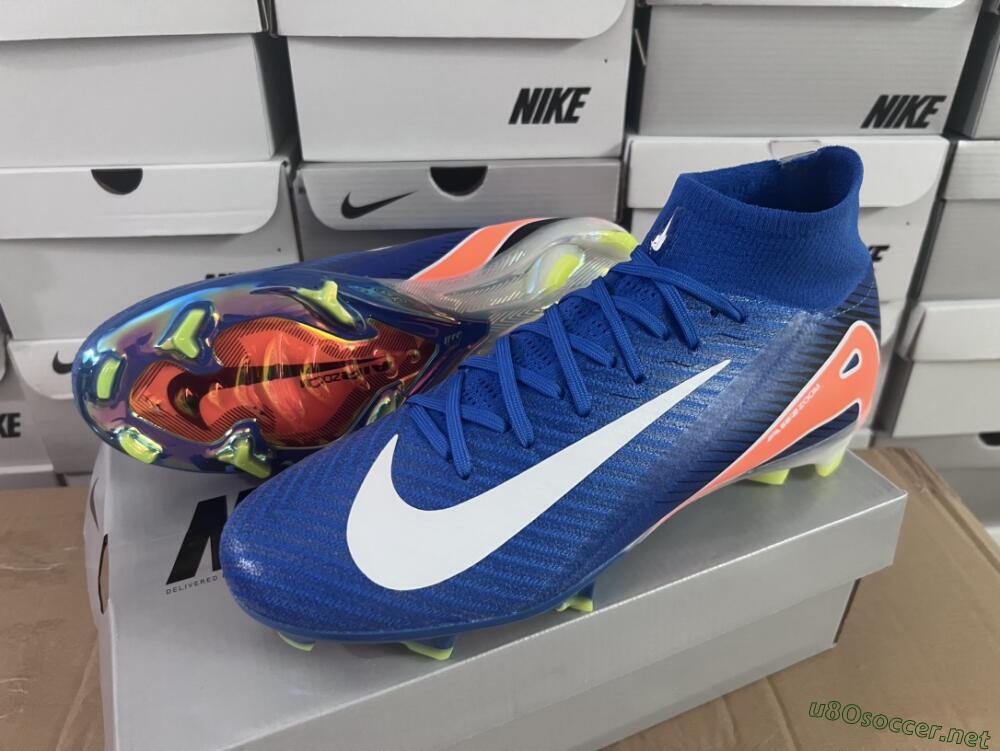 Unisex Nike Air Zoom Mercurial Superfly 10 Elite FG Football Boots - Blue/White/Orange