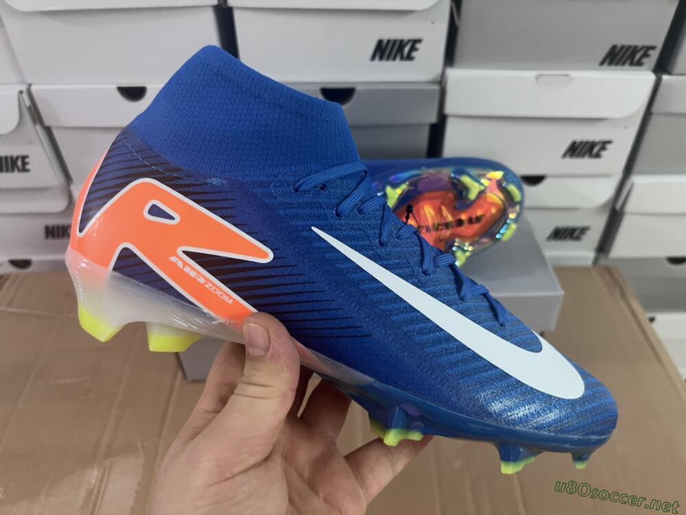 Unisex Nike Air Zoom Mercurial Superfly 10 Elite FG Football Boots - Blue/White/Orange