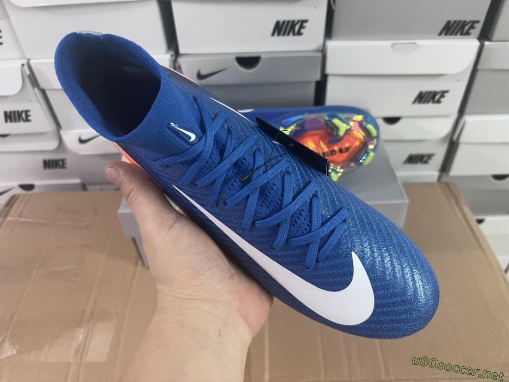 Unisex Nike Air Zoom Mercurial Superfly 10 Elite FG Football Boots - Blue/White/Orange