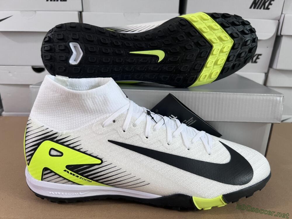Unisex Nike Air Zoom Mercurial Superfly 10 Elite TF Football Shoes - White/Black/Yellow