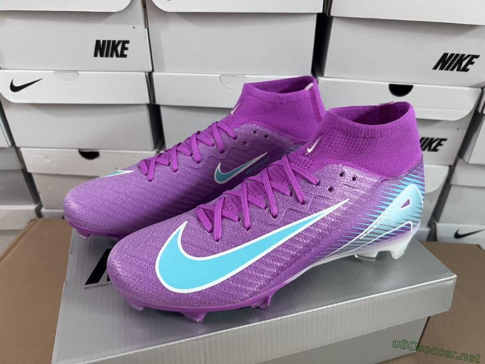Men's Nike Air Zoom Mercurial Superfly 10 Elite FG Football Boots - Purple/Green