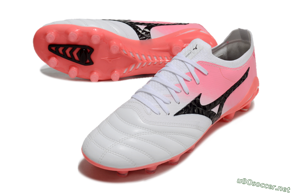 Unisex Mizuno Morelia Neo 3 FG Football Boots - White/Black/Pink 3