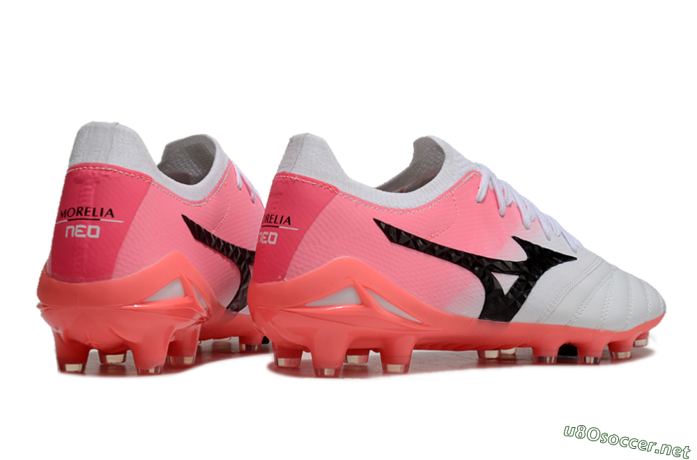 Unisex Mizuno Morelia Neo 3 FG Football Boots - White/Black/Pink 7