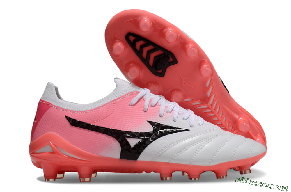 Unisex Mizuno Morelia Neo 3 FG Football Boots - White/Black/Pink 2