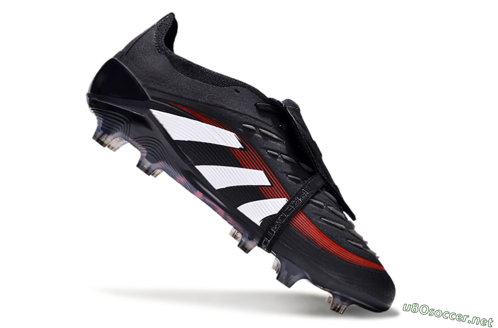 Unisex Adidas Predator Elite Foldover Tongue FG Football Boots - Black/White/Red 4