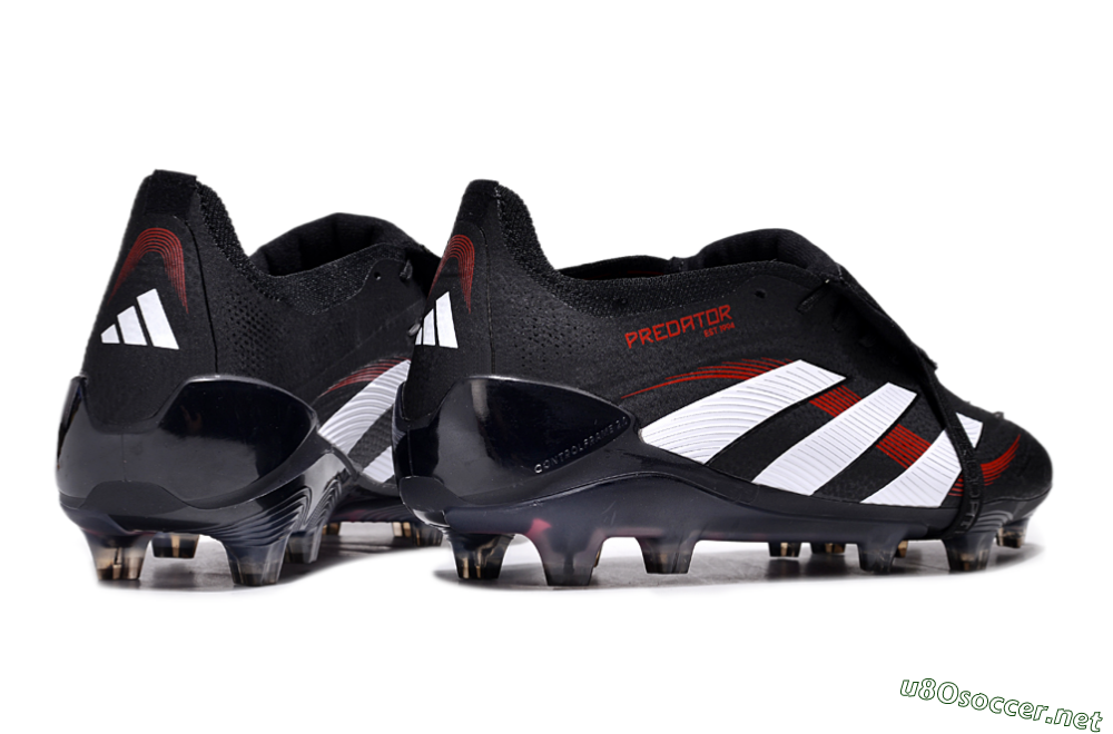 Unisex Adidas Predator Elite Foldover Tongue FG Football Boots - Black/White/Red 6