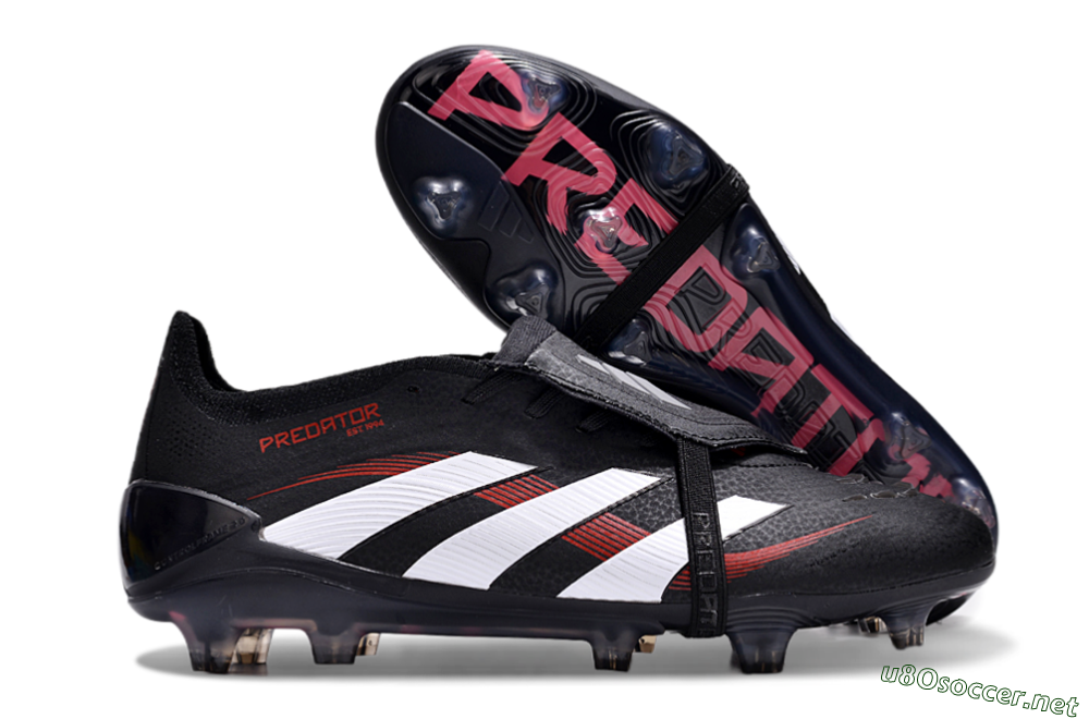 Unisex Adidas Predator Elite Foldover Tongue FG Football Boots - Black/White/Red 2