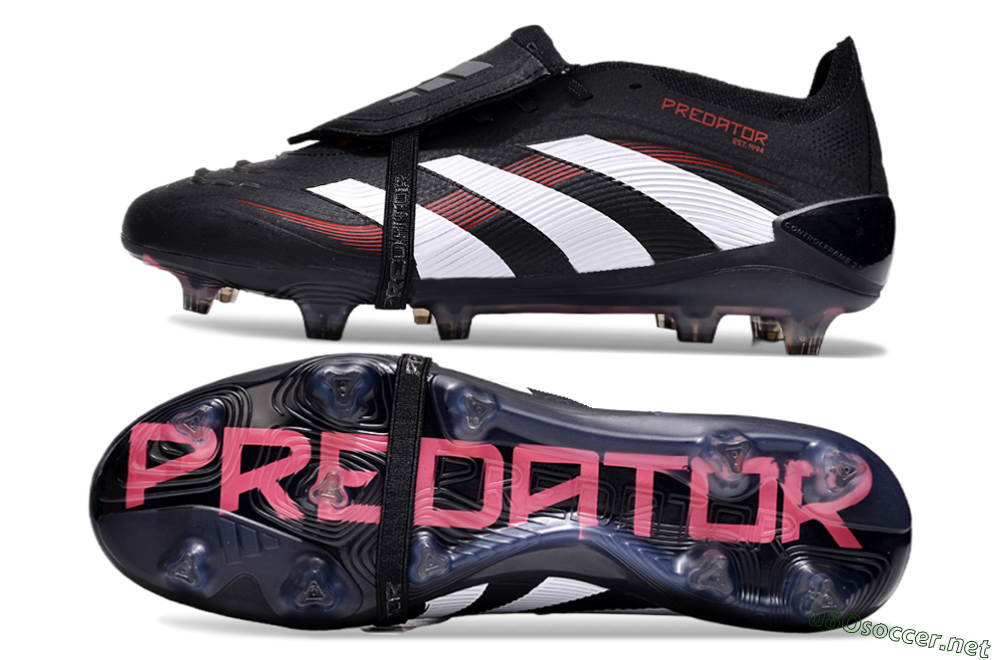 Unisex Adidas Predator Elite Foldover Tongue FG Football Boots - Black/White/Red 1