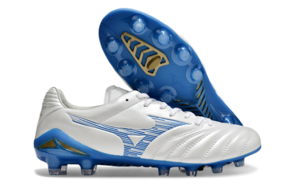 Men's Mizuno Morelia Neo 4 FG Football Boots - White/Blue/Gold
