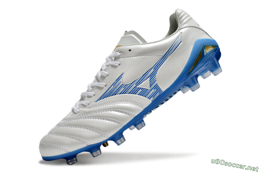 Men's Mizuno Morelia Neo 4 FG Football Boots - White/Blue/Gold 5