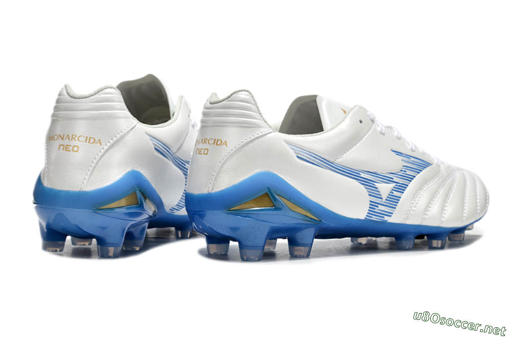 Men's Mizuno Morelia Neo 4 FG Football Boots - White/Blue/Gold 6