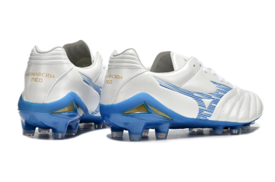 Men's Mizuno Morelia Neo 4 FG Football Boots - White/Blue/Gold