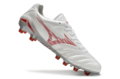 Men's Mizuno Morelia Neo 4 FG Football Boots - White/Silver/Red