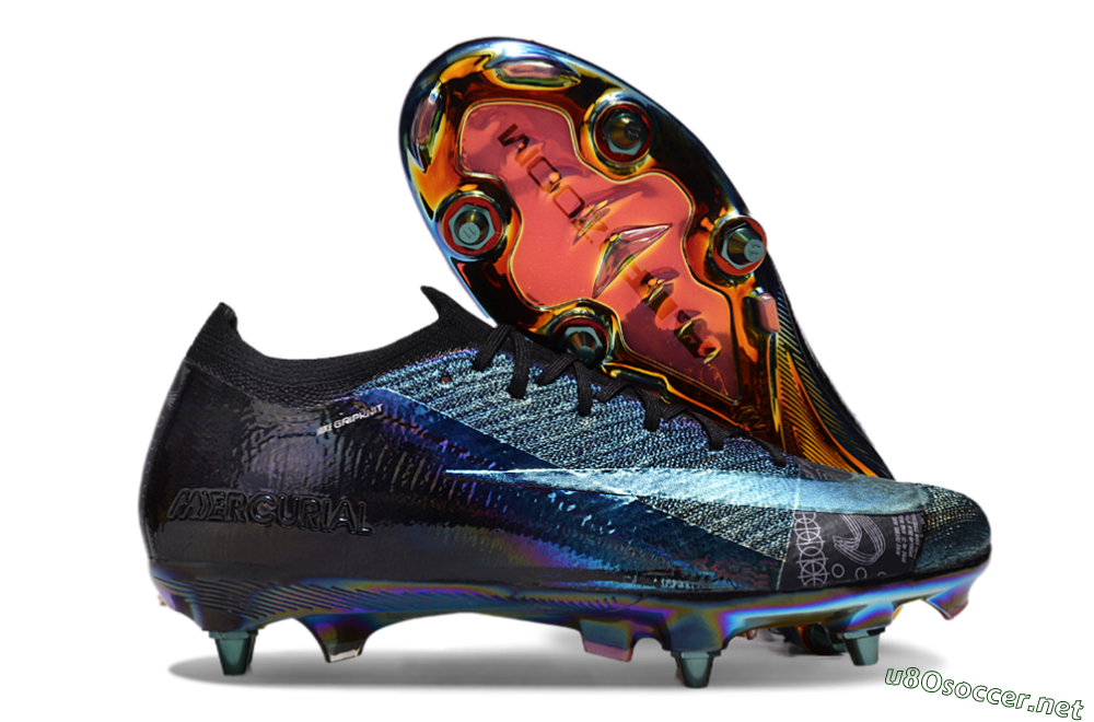 Men's Nike Air Zoom Mercurial Vapor 15 Elite SG Football Boots - Blue/Black/Gold 2