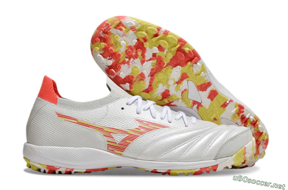 Men's Mizuno Morelia Neo Sala M8 TF Football Shoes - White/Red/Yellow 2