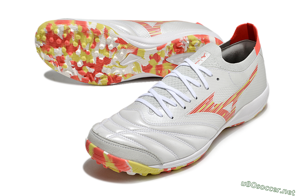 Men's Mizuno Morelia Neo Sala M8 TF Football Shoes - White/Red/Yellow 3