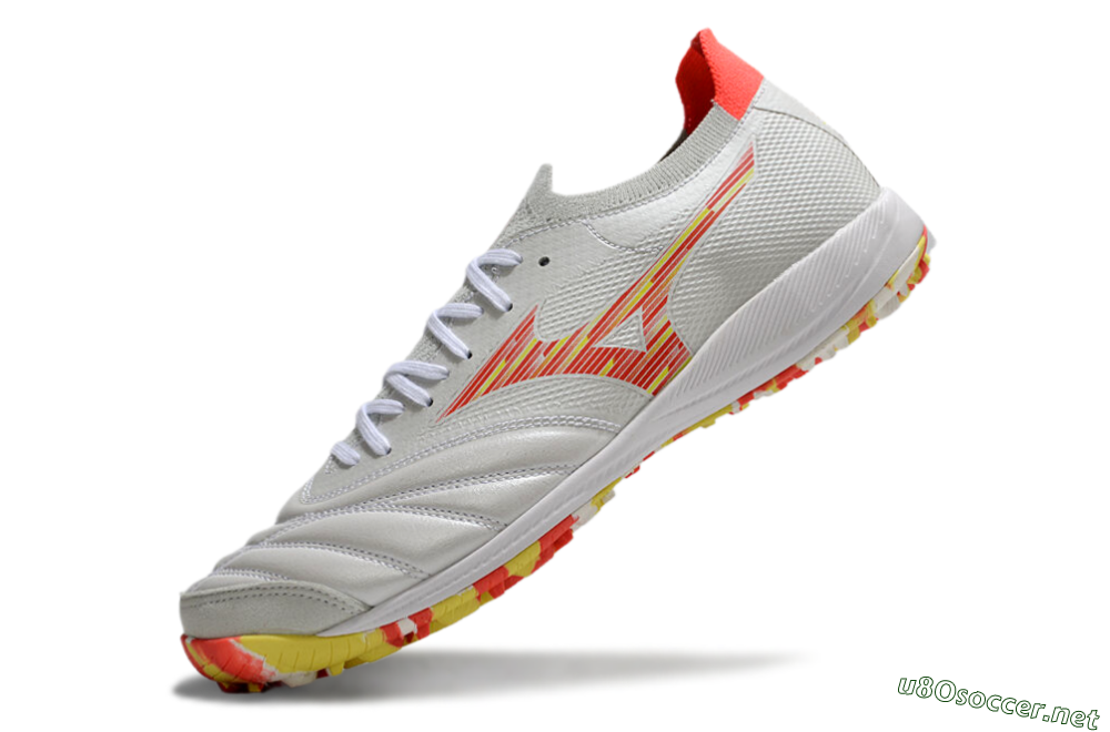 Men's Mizuno Morelia Neo Sala M8 TF Football Shoes - White/Red/Yellow 5