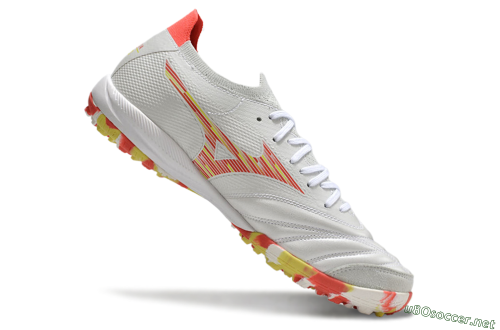 Men's Mizuno Morelia Neo Sala M8 TF Football Shoes - White/Red/Yellow 4