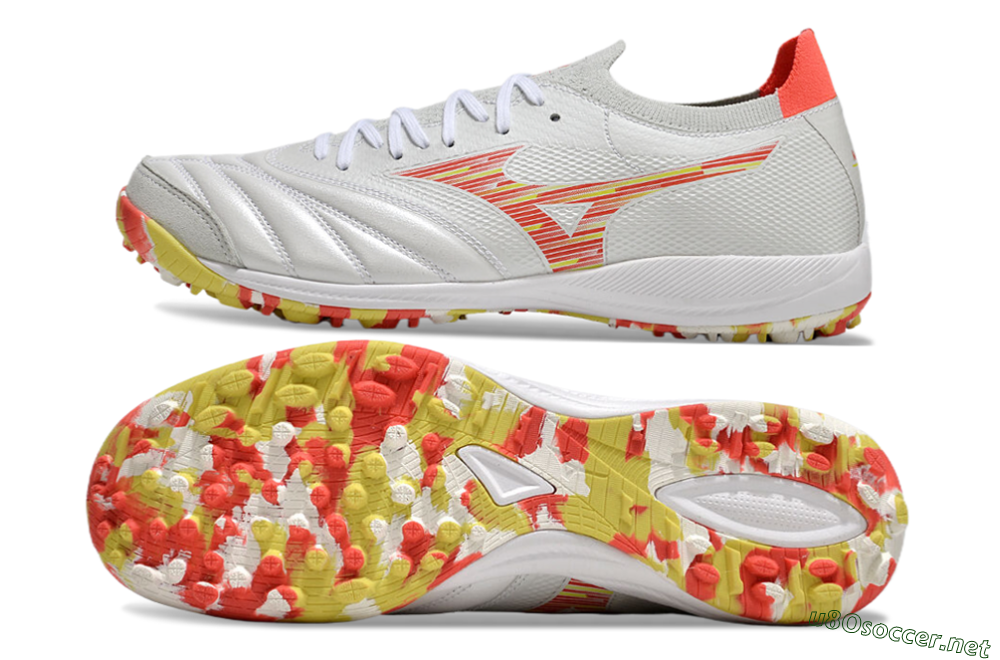 Men's Mizuno Morelia Neo Sala M8 TF Football Shoes - White/Red/Yellow 1