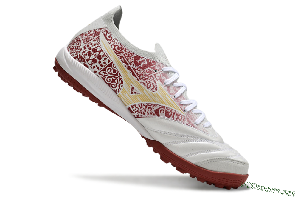 Men's Mizuno Morelia Neo Sala M8 TF Football Shoes - White/Red/Yellow 4
