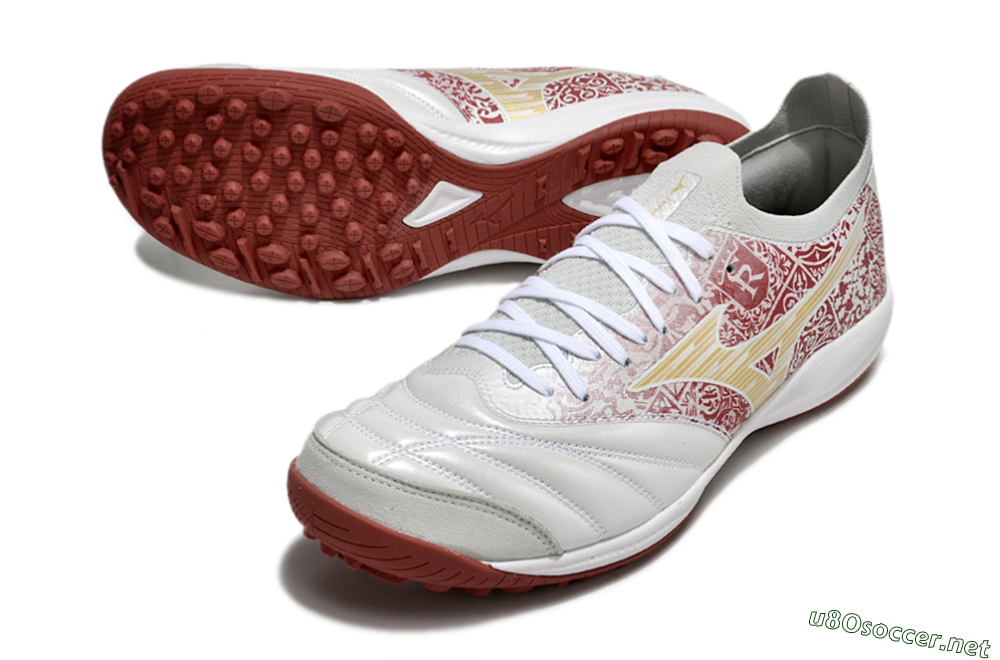 Men's Mizuno Morelia Neo Sala M8 TF Football Shoes - White/Red/Yellow 3