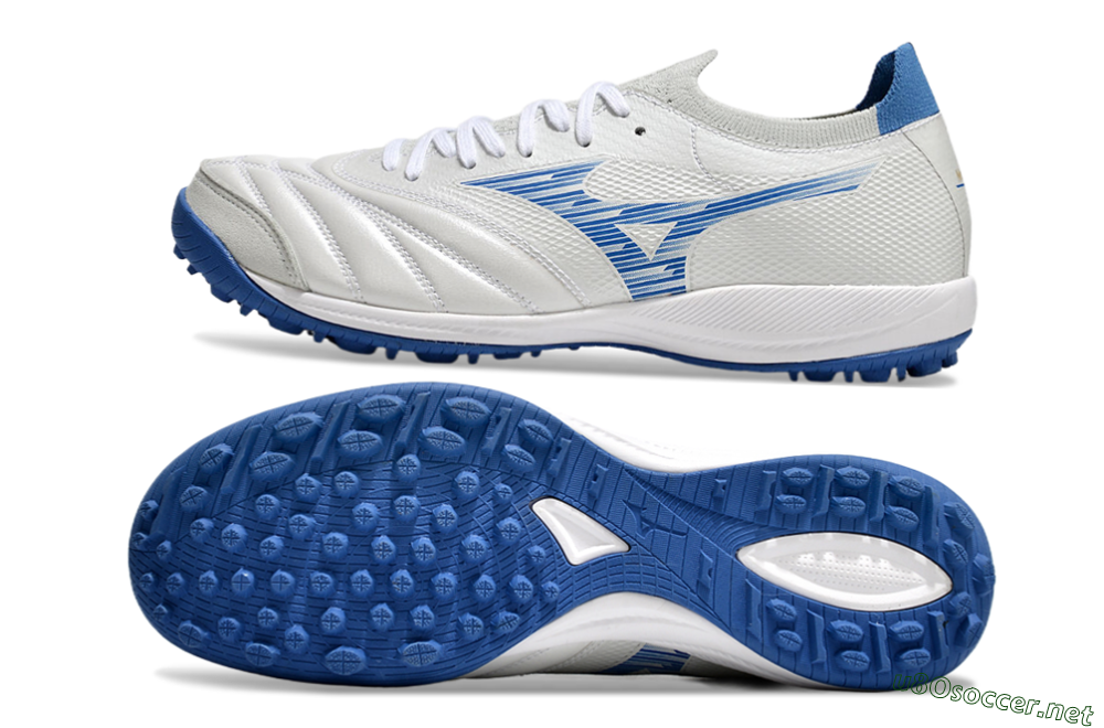 Men's Mizuno Morelia Neo Sala M8 TF Football Shoes - Beige/Blue/White 1