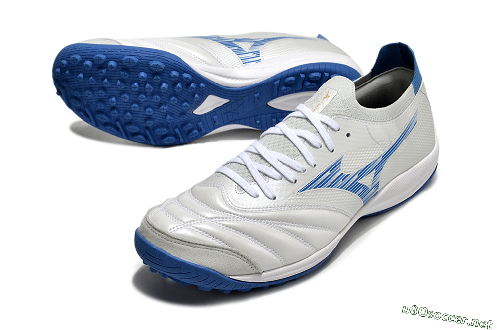 Men's Mizuno Morelia Neo Sala M8 TF Football Shoes - Beige/Blue/White 3