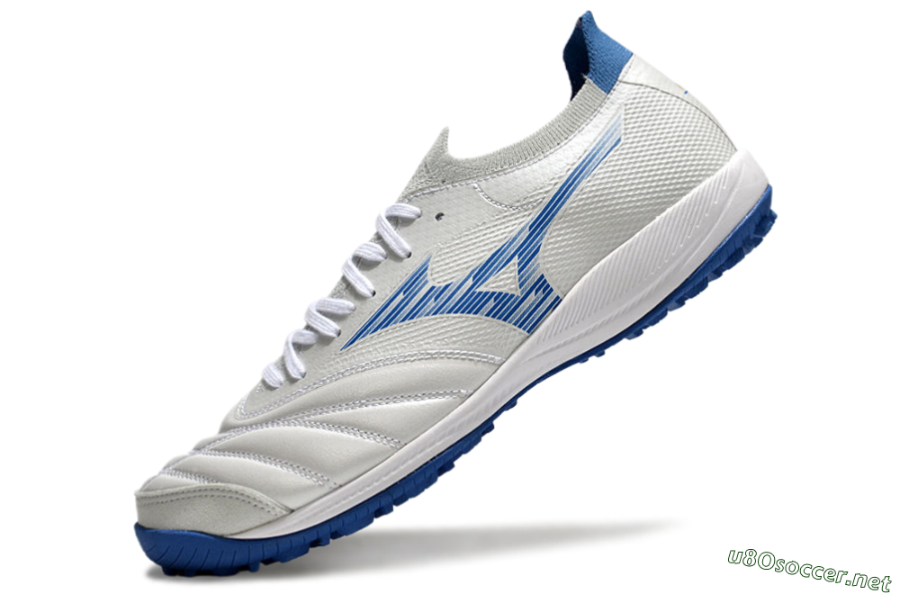 Men's Mizuno Morelia Neo Sala M8 TF Football Shoes - Beige/Blue/White 5