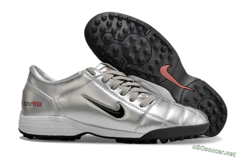 Men's Nike Total 90 II TF Football Shoes - Silver/Black/Red 2