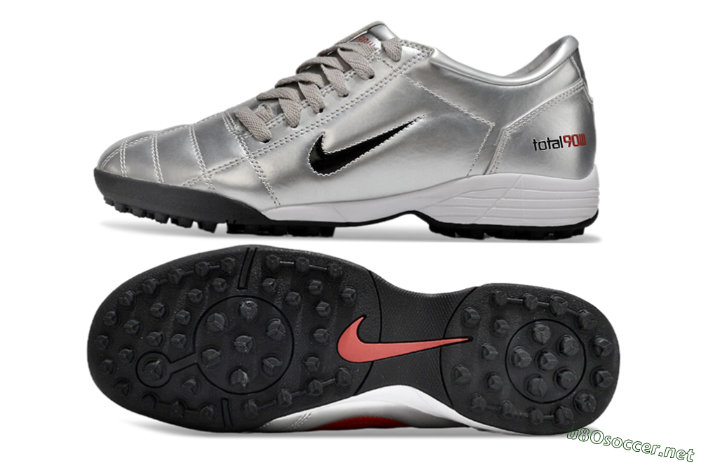 Men's Nike Total 90 II TF Football Shoes - Silver/Black/Red 1