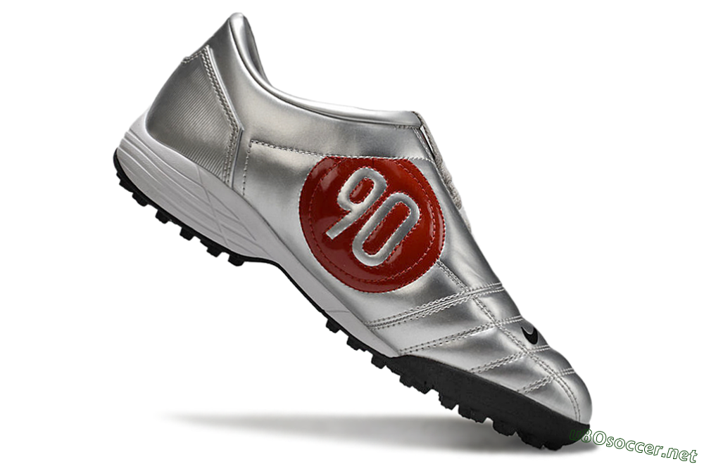 Men's Nike Total 90 II TF Football Shoes - Silver/Black/Red 4