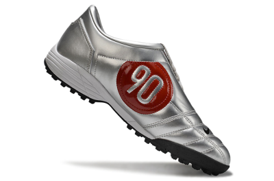 Men's Nike Total 90 II TF Football Shoes - Silver/Black/Red