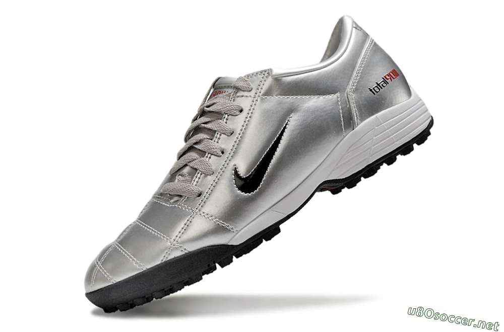 Men's Nike Total 90 II TF Football Shoes - Silver/Black/Red 5
