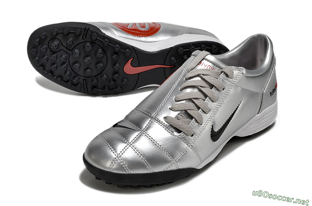 Men's Nike Total 90 II TF Football Shoes - Silver/Black/Red 3