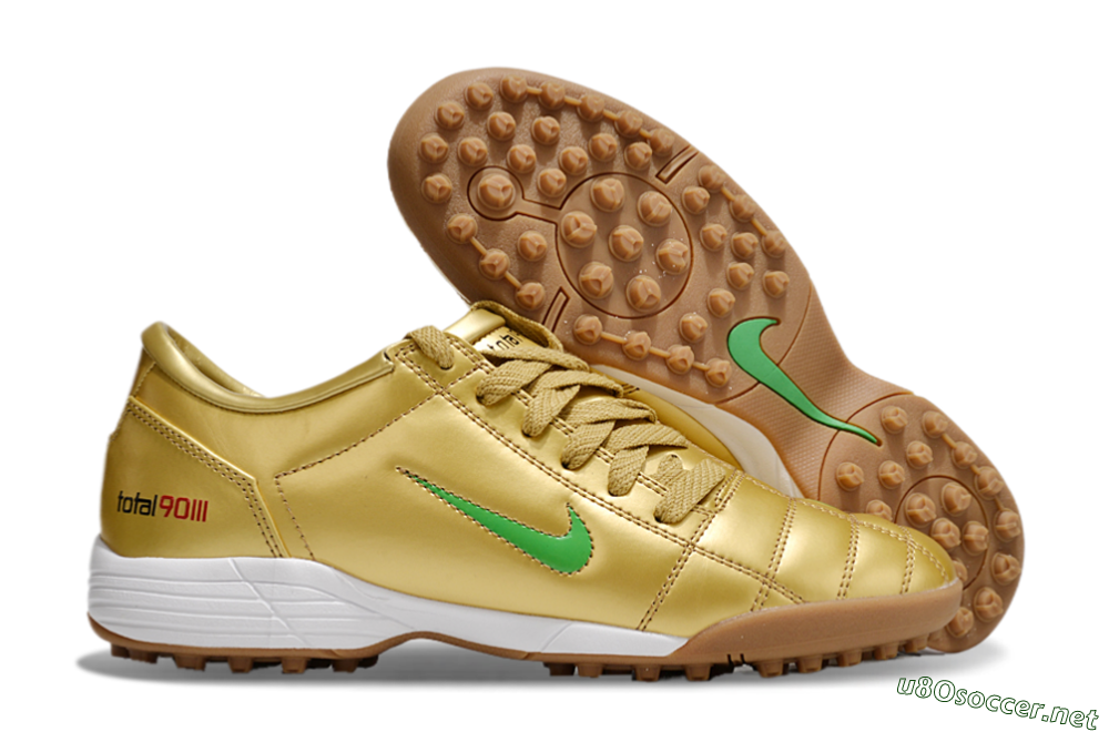 Men's Nike Total 90 II TF Football Shoes - Gold/Green/White 2