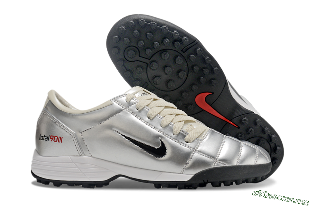 Men's Nike Total 90 II TF Football Shoes - Silver/Green/Red 2