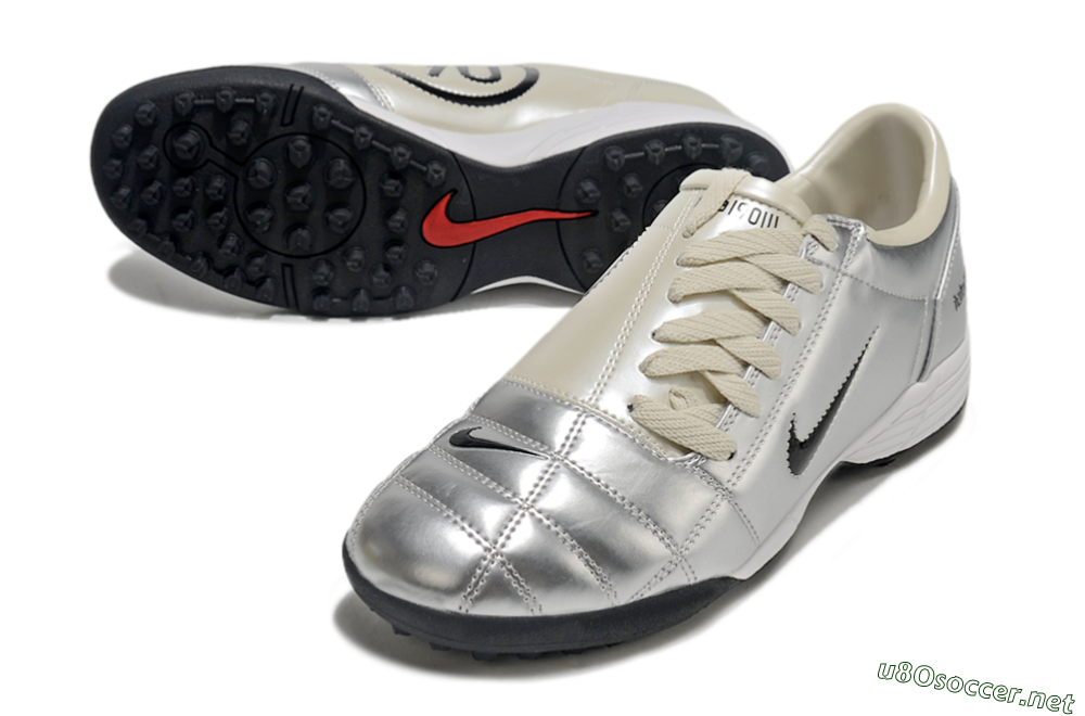 Men's Nike Total 90 II TF Football Shoes - Silver/Green/Red 3