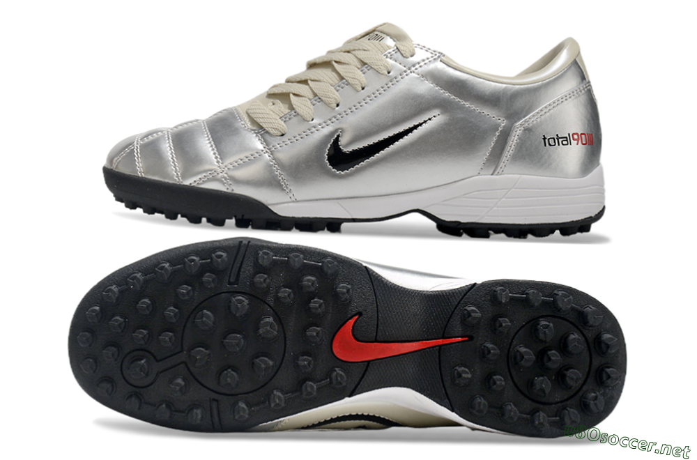 Men's Nike Total 90 II TF Football Shoes - Silver/Green/Red 1