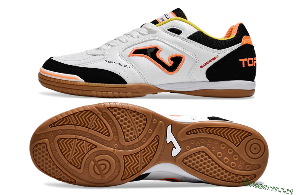 Men's Joma Top Flex IC Football Shoes - White/Black/Orange 1
