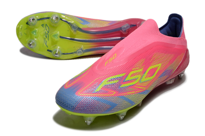Men's Adidas F50 Elite Laceless SG Football Boots - Red/Yellow/Blue