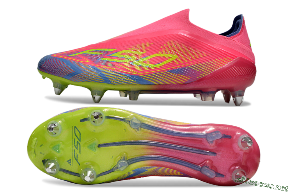 Men's Adidas F50 Elite Laceless SG Football Boots - Red/Yellow/Blue 1