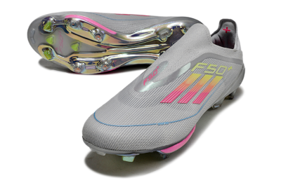 Men's Adidas F50+ Lightstrike Elite Laceless FG Football Boots - Grey/Pink/Yellow
